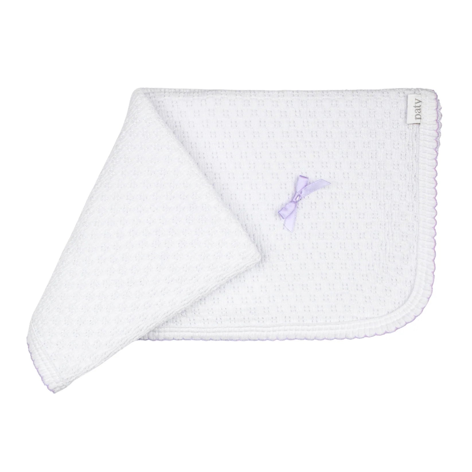 White with Lavender Trim Swaddle Blanket - Doodlebug's Children's Boutique