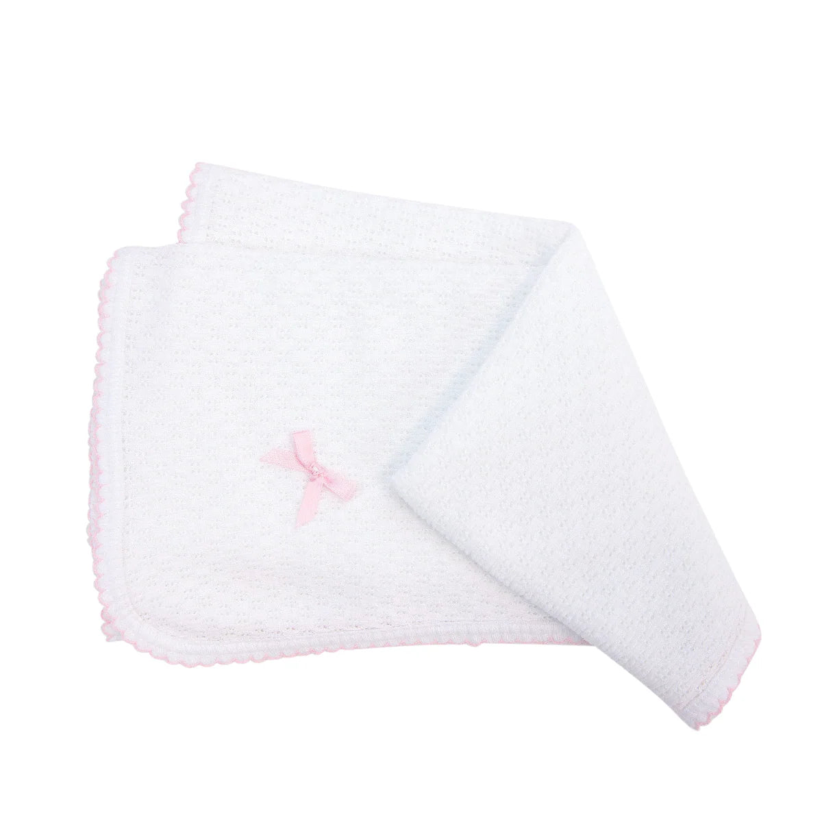 White with Pink Trim Swaddle Blanket - Doodlebug's Children's Boutique