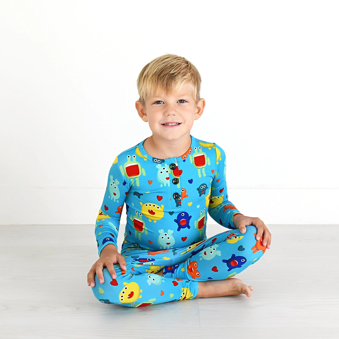 Finn Valentine Monster 2 Piece Pajama - Doodlebug's Children's Boutique