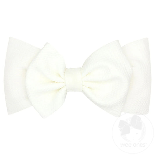 Soft Textured Bow Headband in Off White - Doodlebug's Children's Boutique