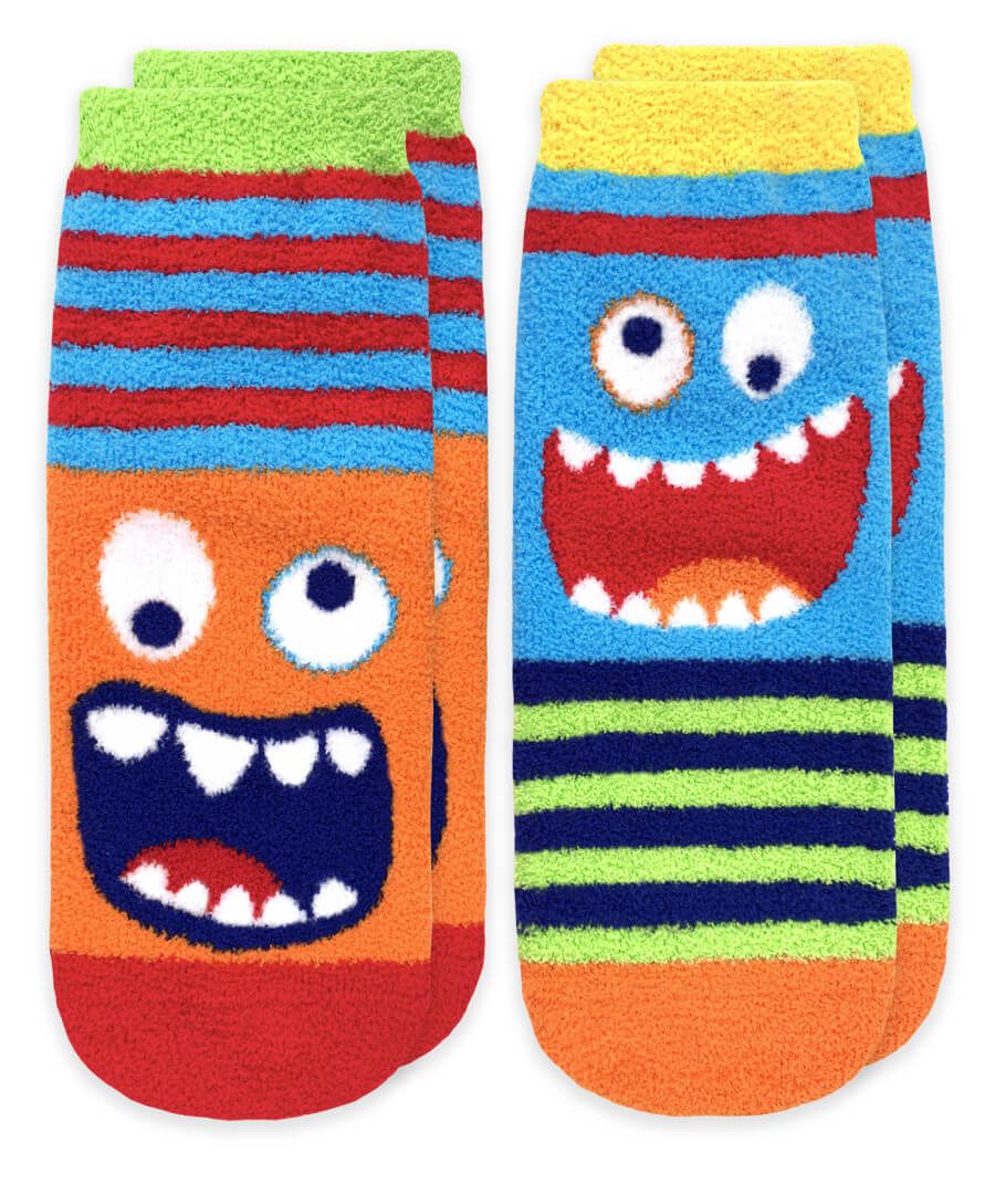Monster Fuzzy Non Skid Slipper Socks 2 Pack  - Doodlebug's Children's Boutique