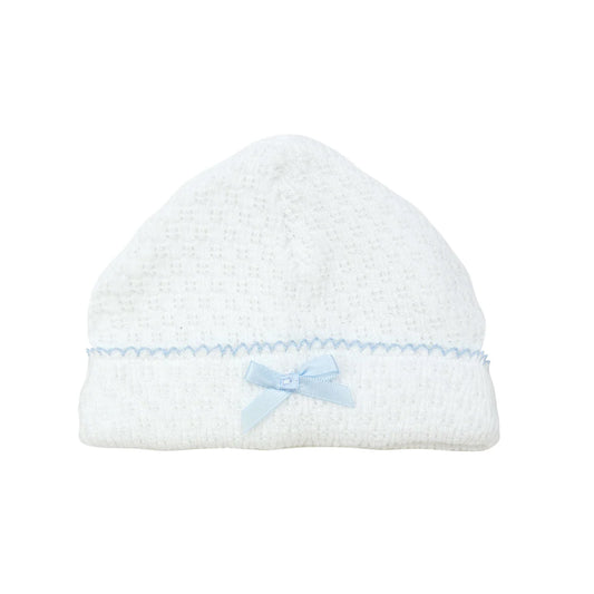 White with Blue Trim Saylor Beanie - Doodlebug's Children's Boutique