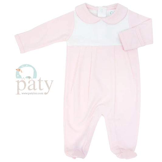 Pink Pima Colorblock Footie - Doodlebug's Children's Boutique