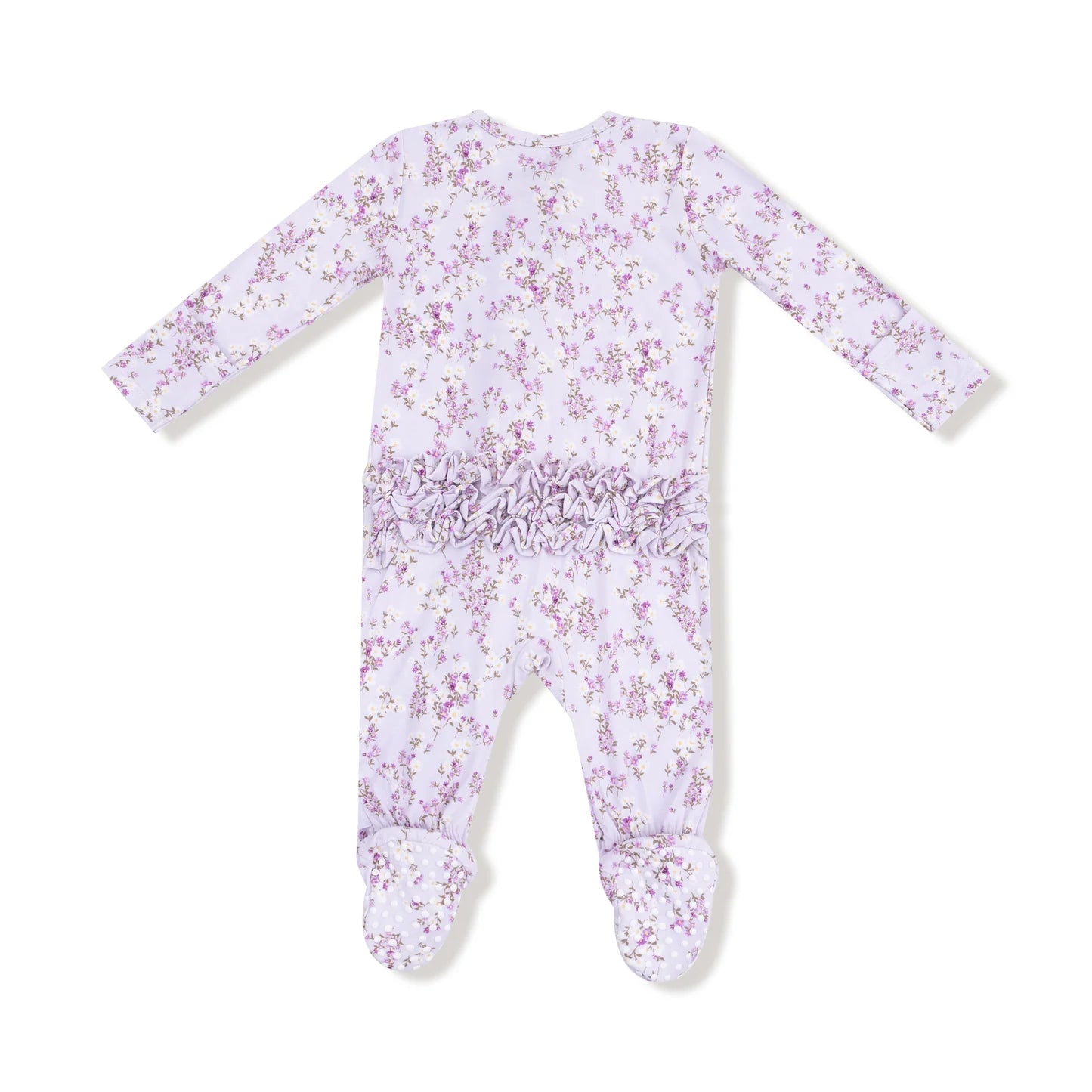 Sweet Dreams Florals 2 Way Zipper Ruffle Footie - Doodlebug's Children's Boutique