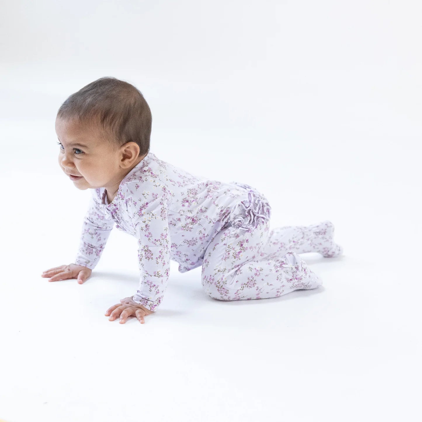 Sweet Dreams Florals 2 Way Zipper Ruffle Footie - Doodlebug's Children's Boutique