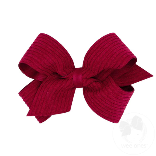 Cranberry Corduroy Medium Bow  - Doodlebug's Children's Boutique