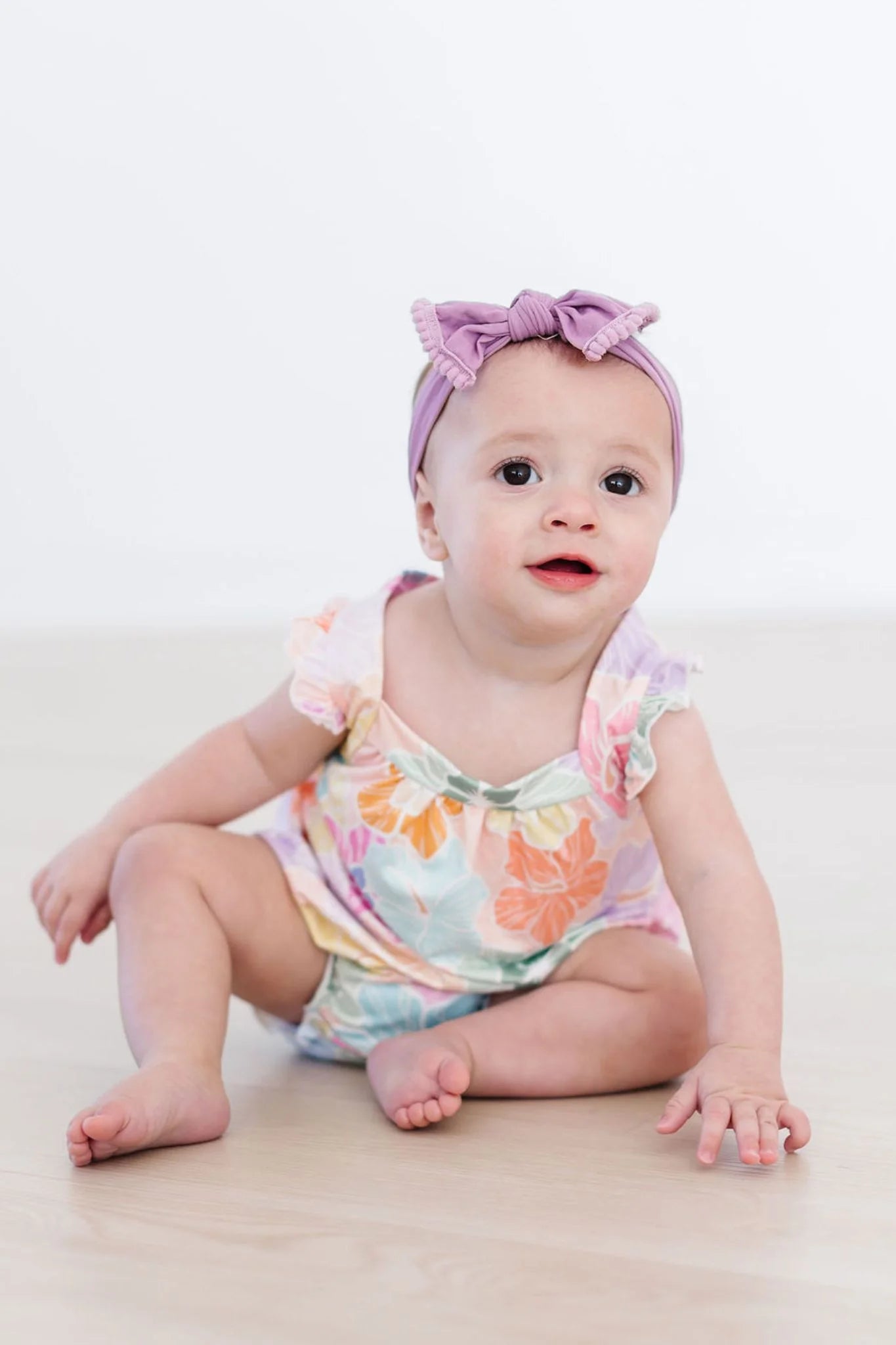 Hibiscus Floral Ruffle Cross Back Romper  - Doodlebug's Children's Boutique