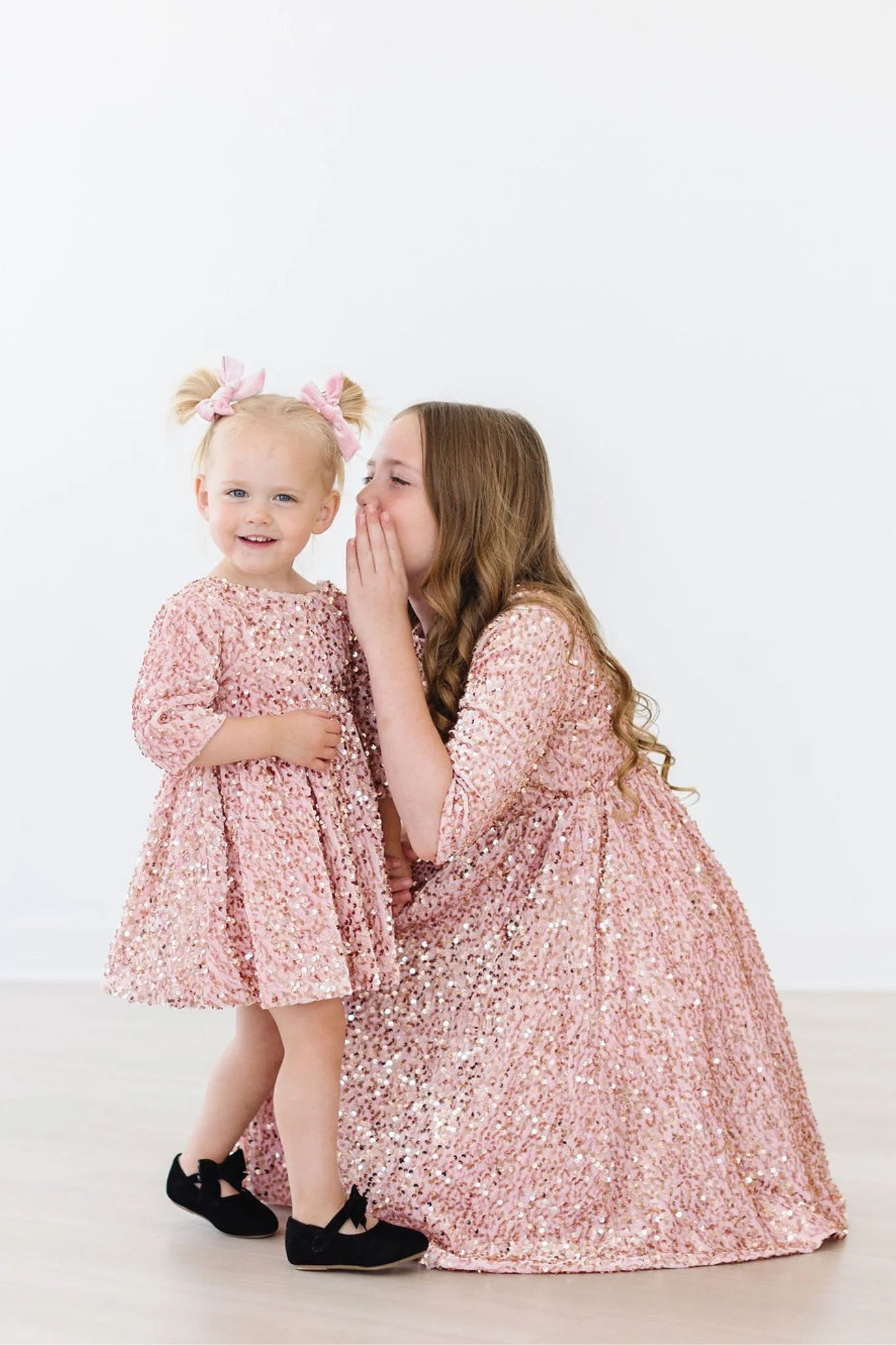 Rose Gold Velvet Sequin Dress  - Doodlebug's Children's Boutique