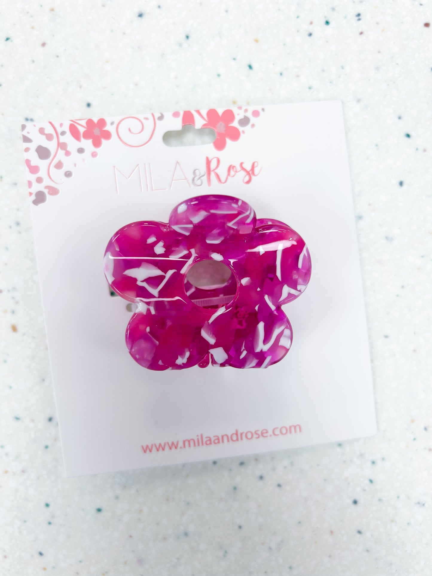 Hot Pink Groovy Flower Claw Clip - Doodlebug's Children's Boutique