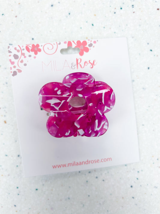 Hot Pink Groovy Flower Claw Clip - Doodlebug's Children's Boutique