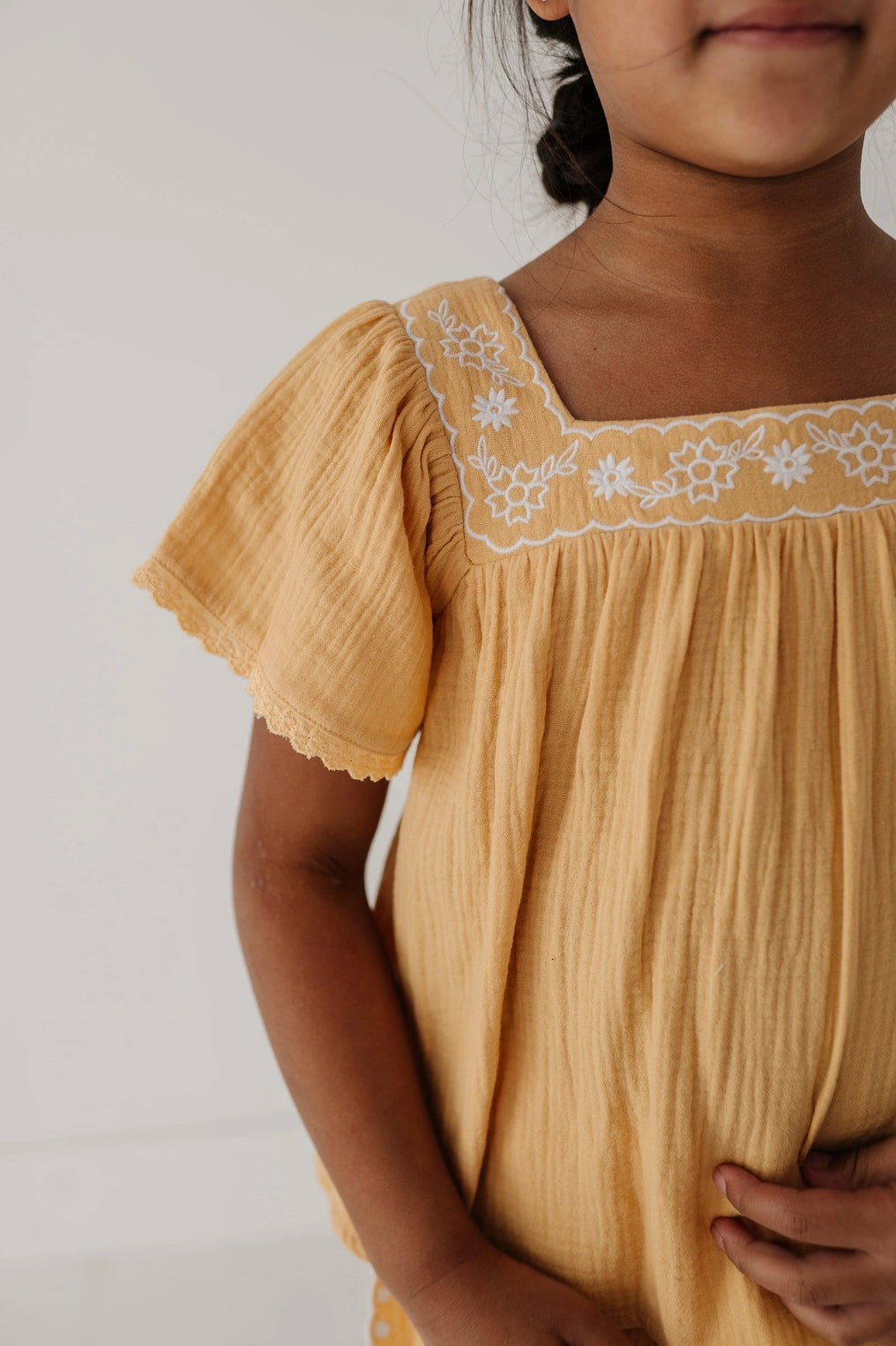 Golden Sunshine Squared Neck Peasant Top - Doodlebug's Children's Boutique