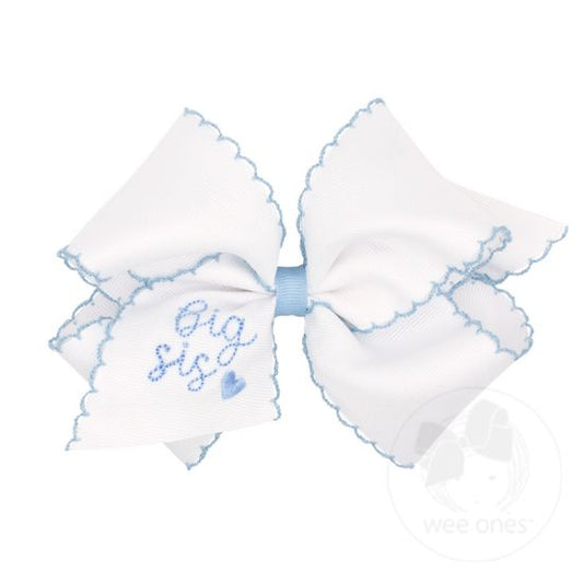 Blue Big Sis Moonstitch Small King Bow  - Doodlebug's Children's Boutique