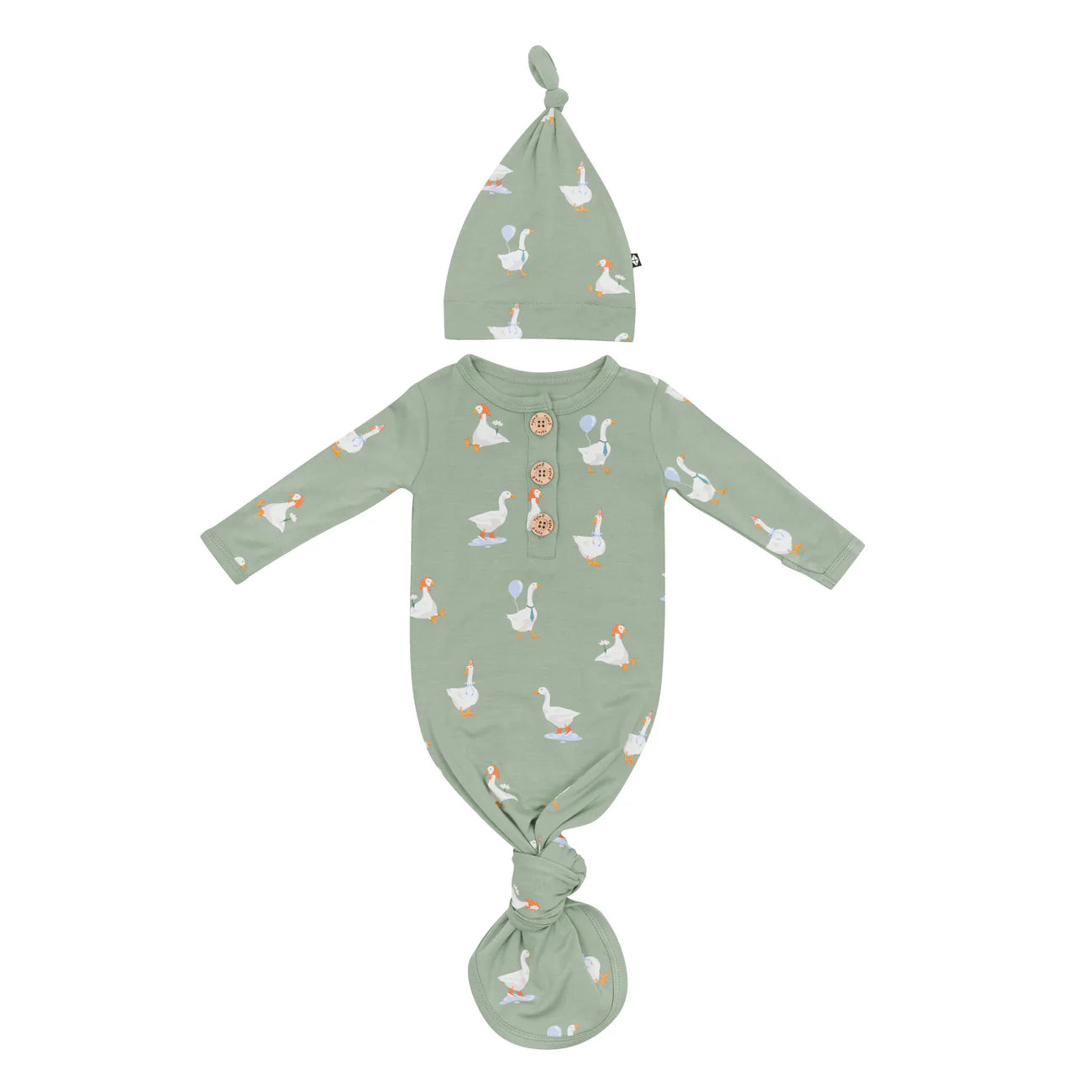 Knotted Gown with Hat Set in Silly Goose - Doodlebug's Children's Boutique