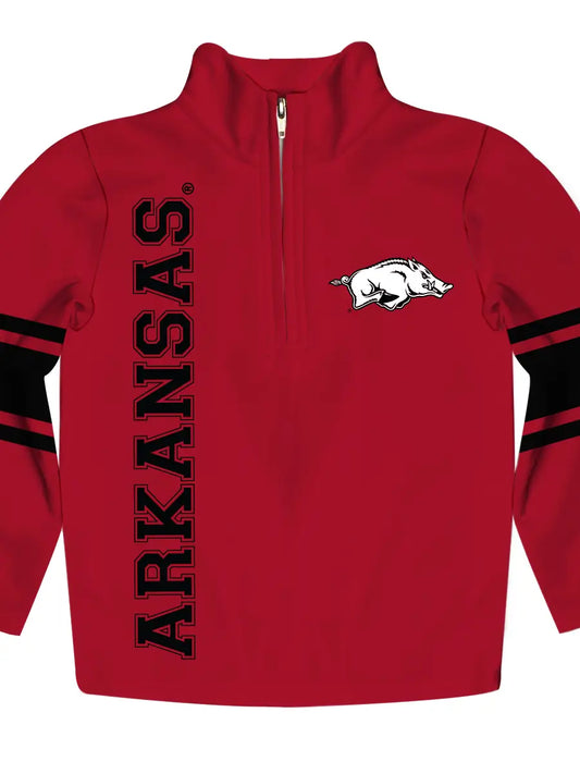 Arkansas Razorbacks Stripes Red Quarter Zip Sweatshirt  - Doodlebug's Children's Boutique