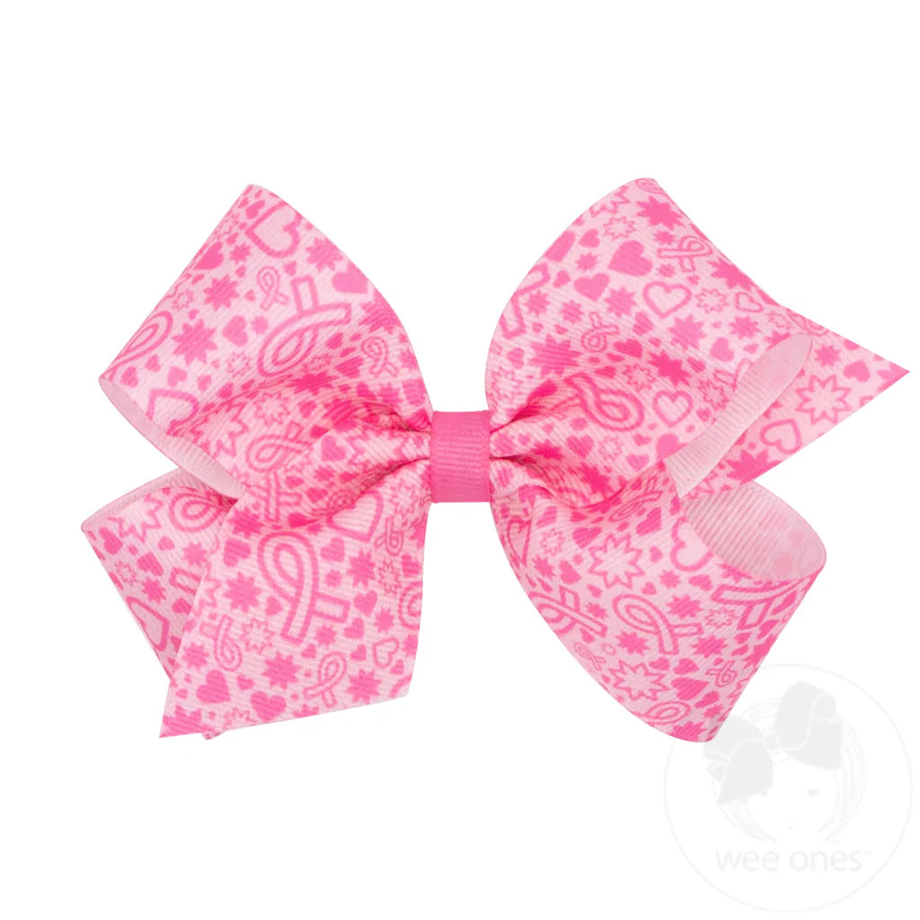 Think Pink Print Medium Bow  - Doodlebug's Children's Boutique