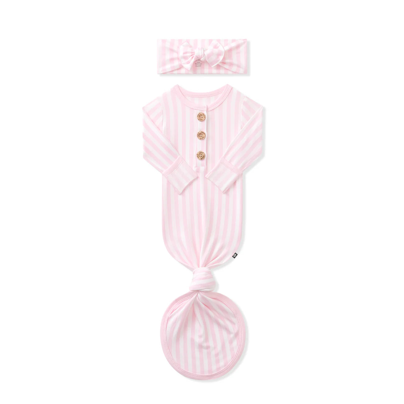 Knotted Gown & Bow Set in Sakura Stripe - Doodlebug's Children's Boutique