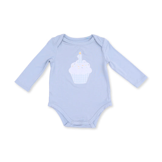First Birthday Blue Long Sleeve Bodysuit - Doodlebug's Children's Boutique
