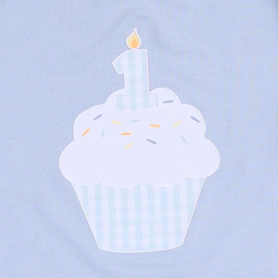 First Birthday Blue Long Sleeve Bodysuit - Doodlebug's Children's Boutique