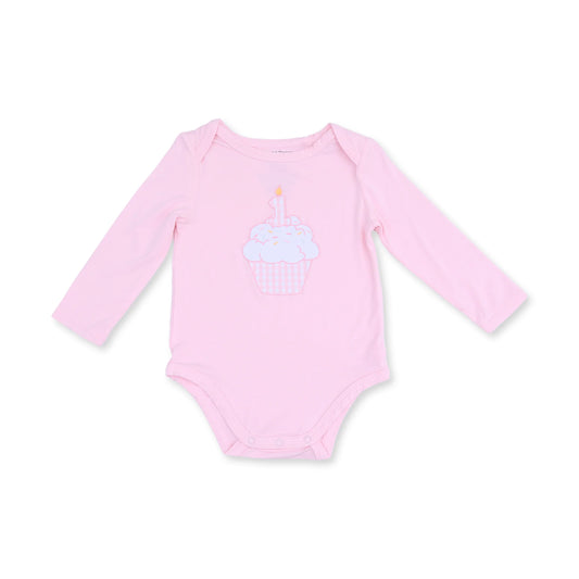 First Birthday Pink Long Sleeve Bodysuit - Doodlebug's Children's Boutique