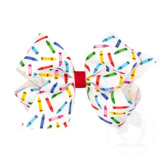 Crayon Print Medium Bow  - Doodlebug's Children's Boutique