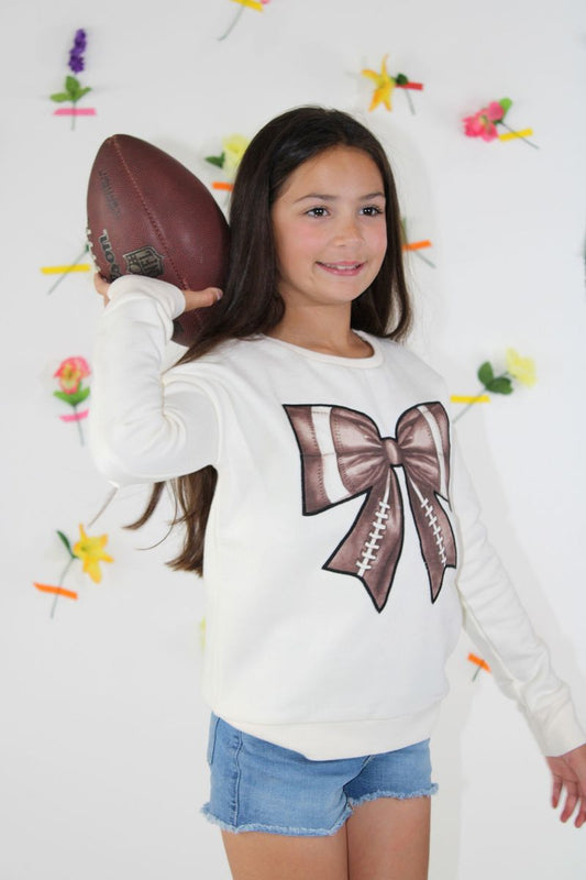 Football Bow Patch Sweatshirt - Doodlebug's Children's Boutique