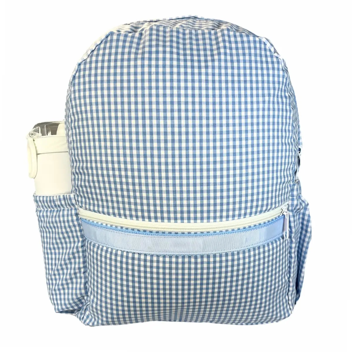 Baby Blue Gingham Medium Backpack with Pockets - Doodlebug's Children's Boutique