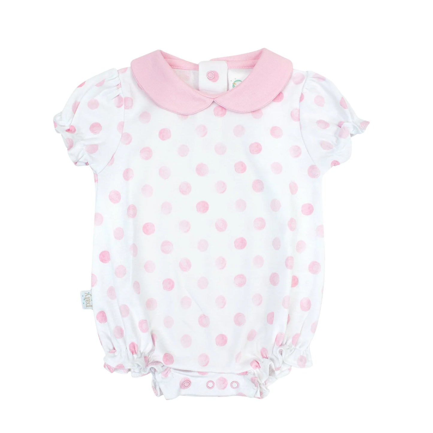 Pink Dots Pima Cotton Peter Pan Collar Bubble - Doodlebug's Children's Boutique