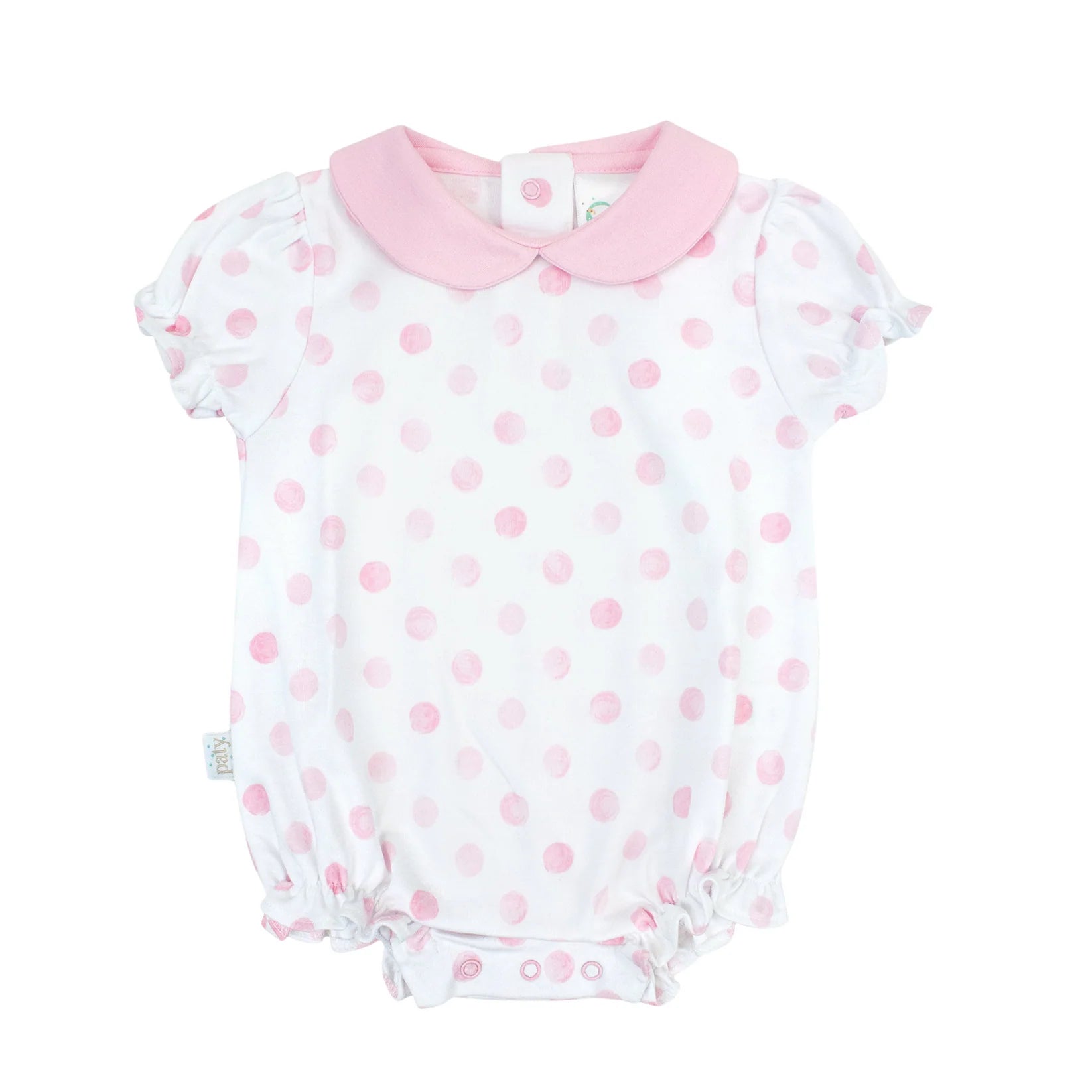 Pink Dots Pima Cotton Peter Pan Collar Bubble - Doodlebug's Children's Boutique