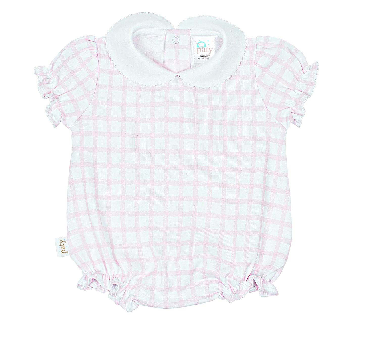 Pink Gingham Pima Cotton Peter Pan Collar Bubble - Doodlebug's Children's Boutique