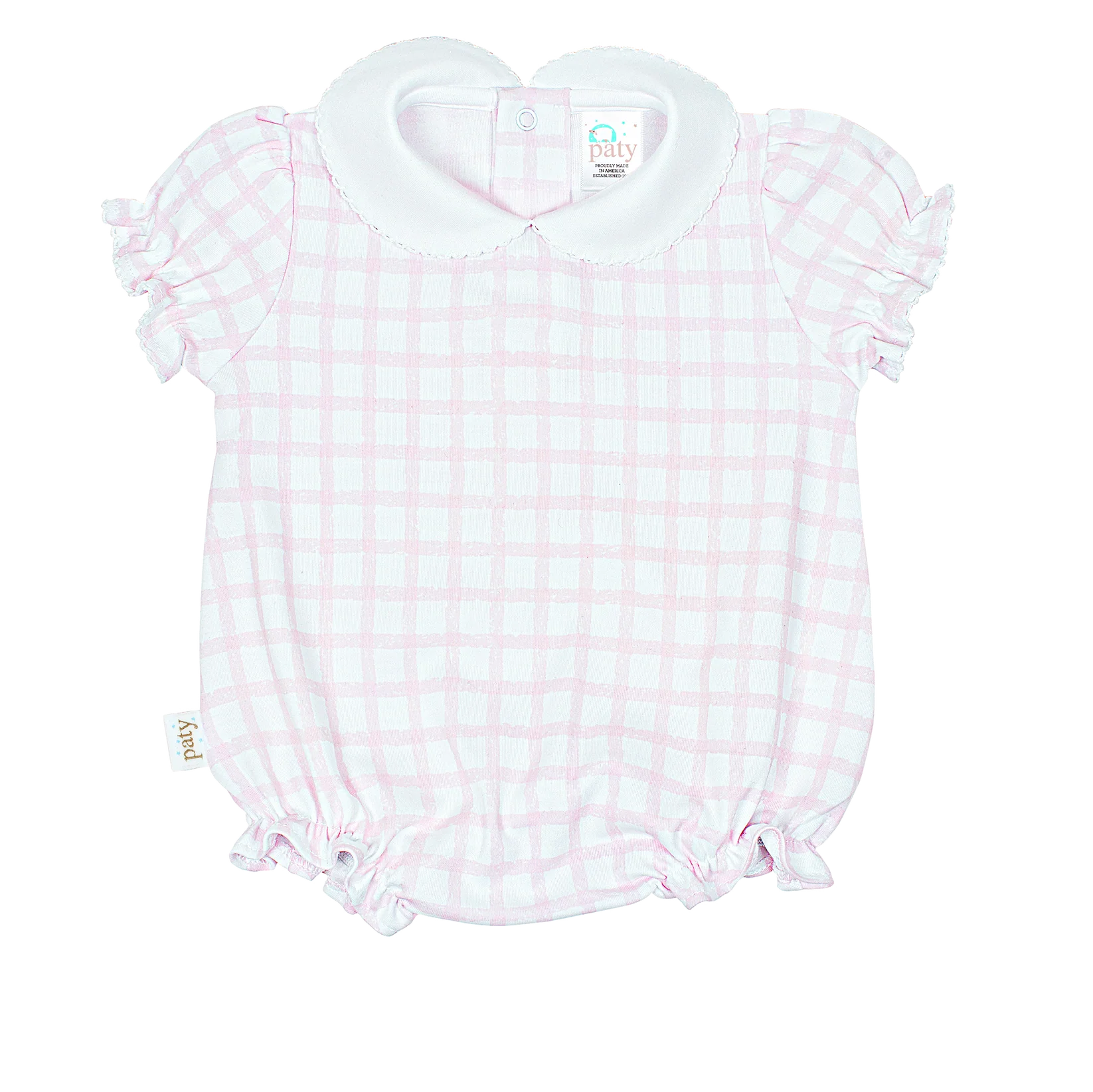 Pink Gingham Pima Cotton Peter Pan Collar Bubble - Doodlebug's Children's Boutique