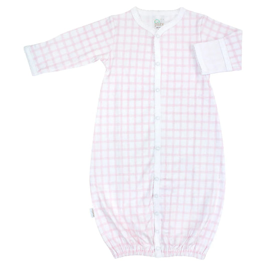 PInk Gingham Pima Cotton Converter Gown - Doodlebug's Children's Boutique
