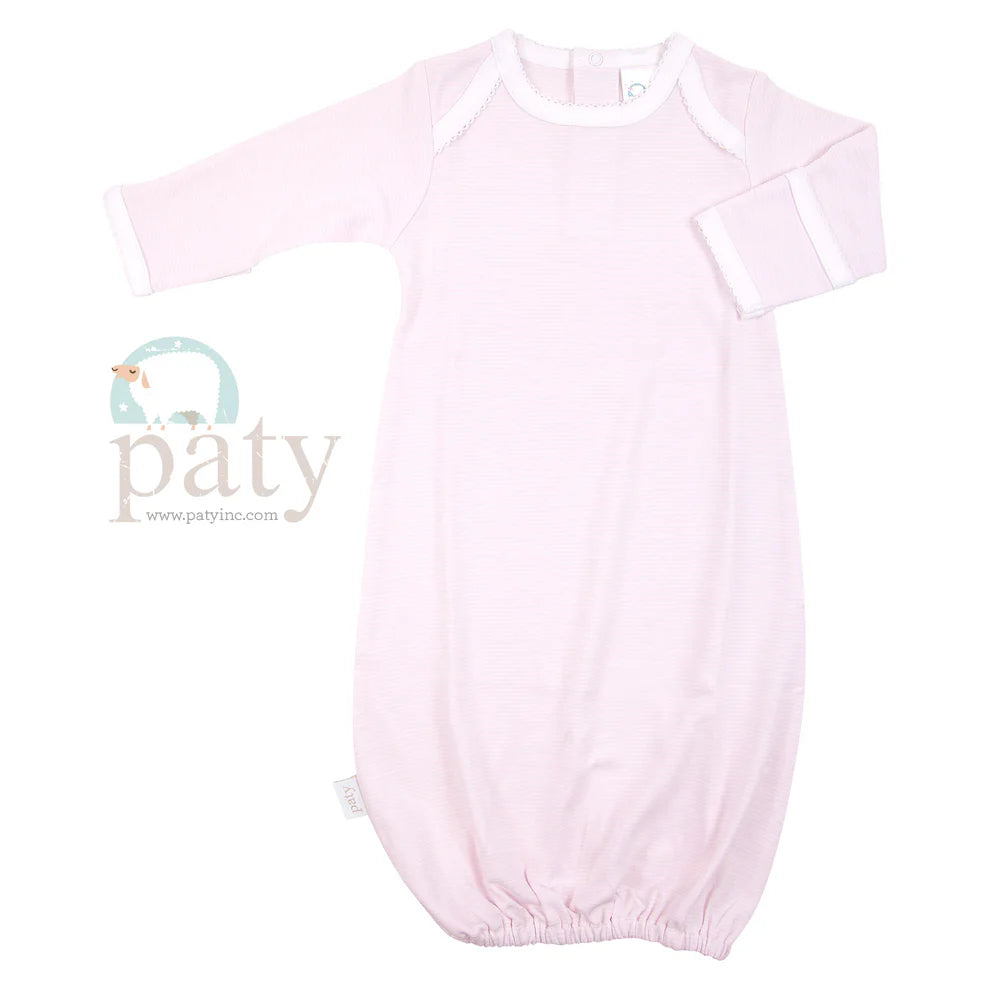 Pima Overlap Shoulder Gown in Pink  - Doodlebug's Children's Boutique