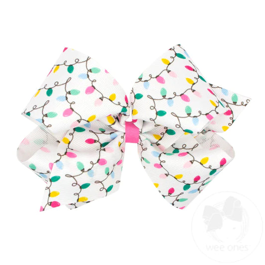 Christmas Lights Print King Bow  - Doodlebug's Children's Boutique