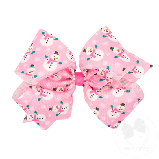 Snowman Print King Bow  - Doodlebug's Children's Boutique