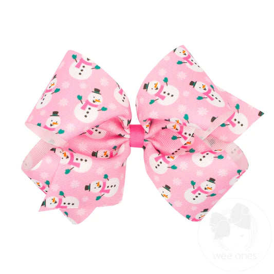 Snowman Print King Bow  - Doodlebug's Children's Boutique