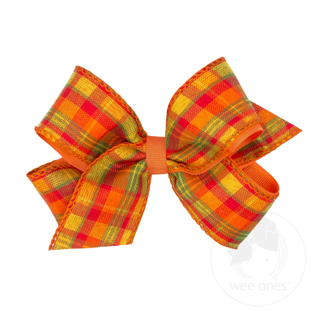 Autumn Plaid Medium Bow  - Doodlebug's Children's Boutique