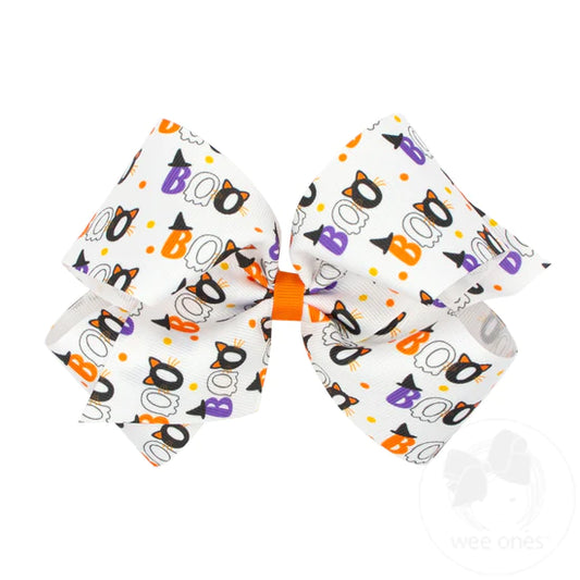 Boo Print King Bow  - Doodlebug's Children's Boutique