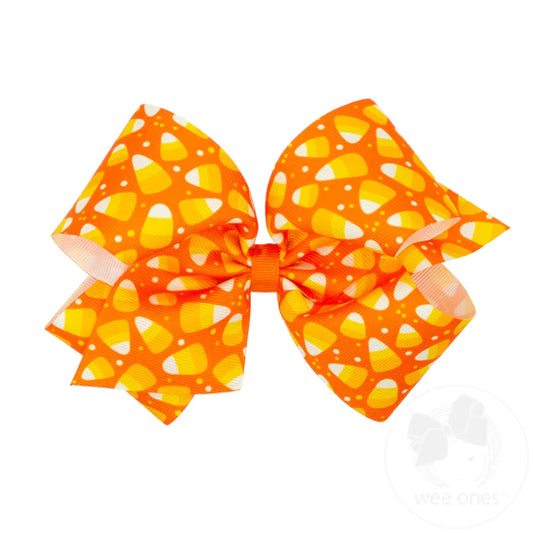 Candy Corn Print King Bow  - Doodlebug's Children's Boutique