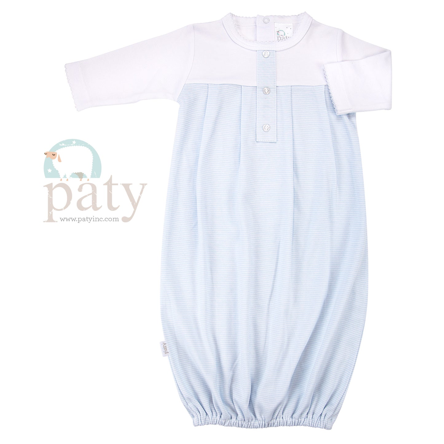 Sweet Stripes Pima Gown in Blue  - Doodlebug's Children's Boutique