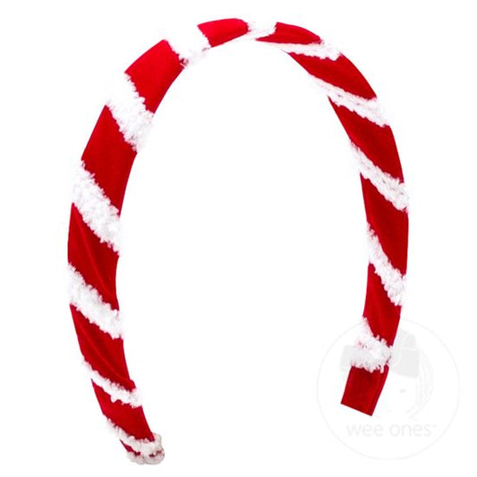 Candy Cane Stripes Velvet Headband  - Doodlebug's Children's Boutique