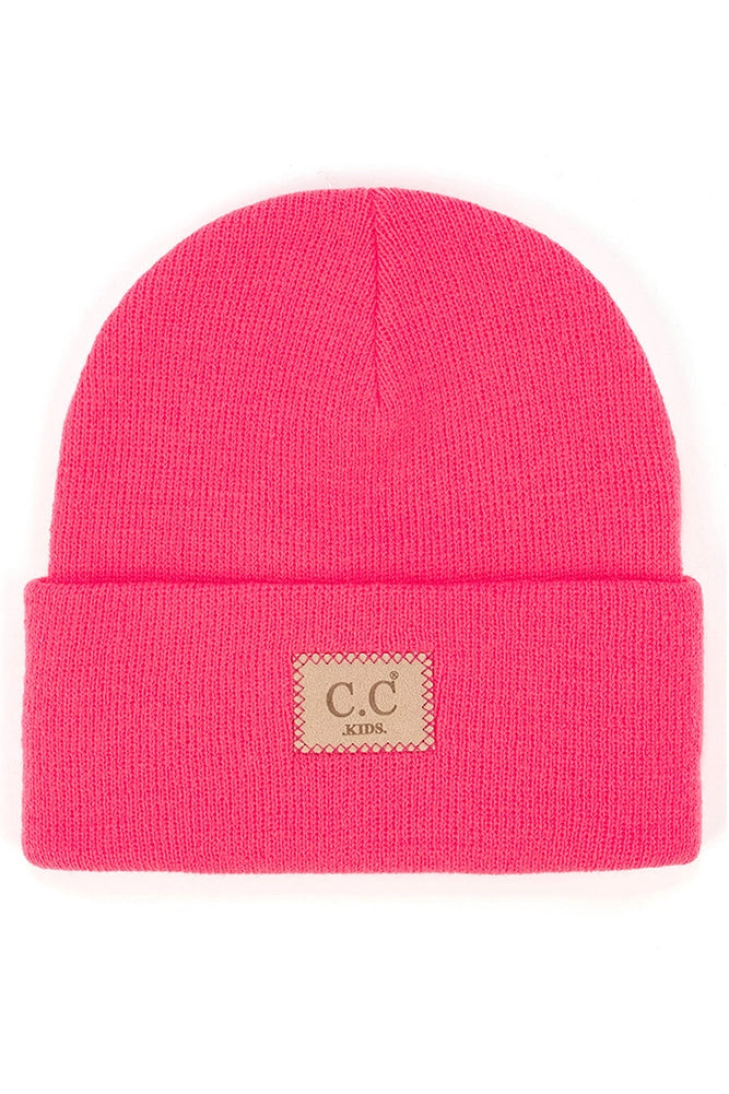 Candy Pink Classic Ribbed Kids Beanie Kids - Doodlebug's Children's Boutique