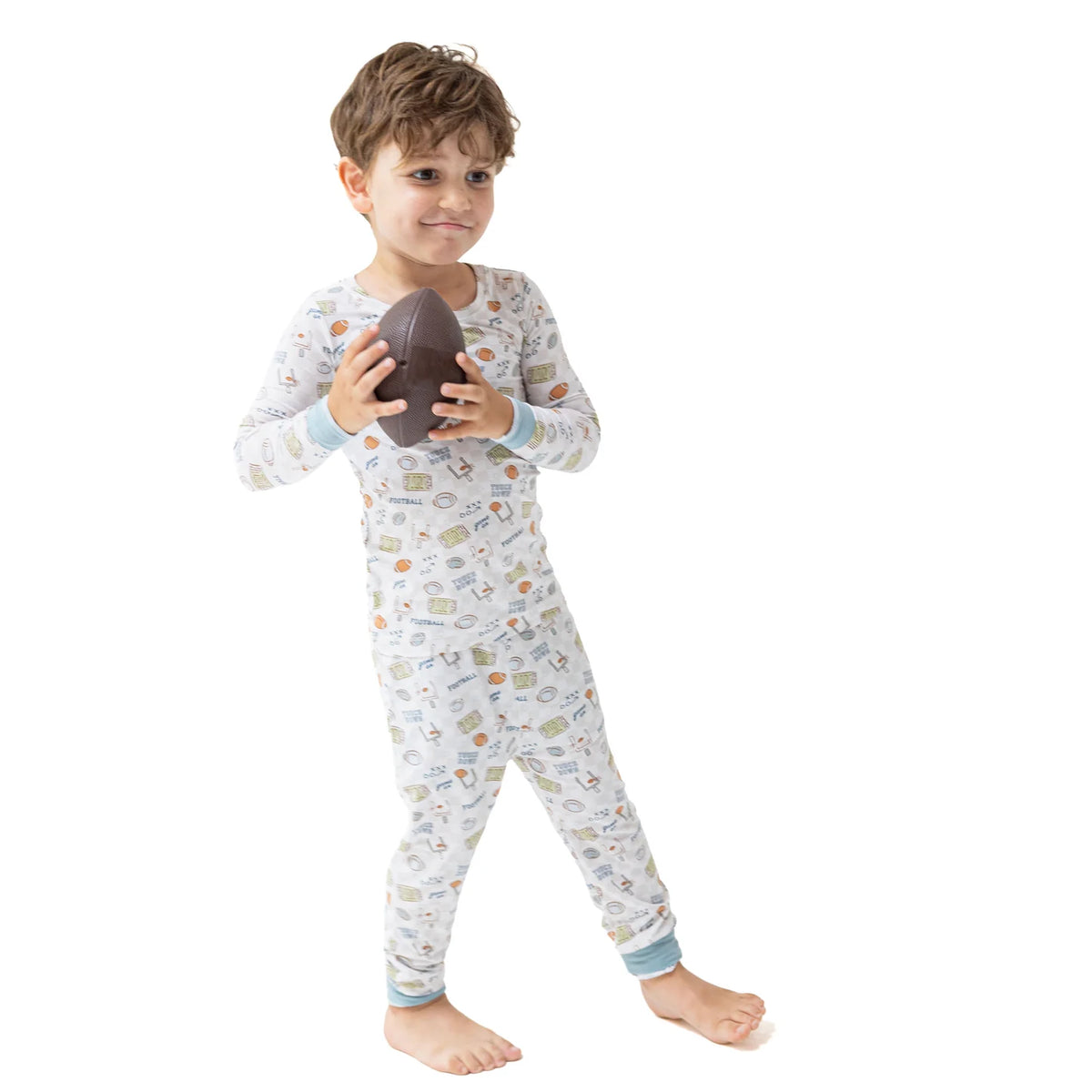 Football Check Long Sleeve Loungewear Set - Doodlebug's Children's Boutique