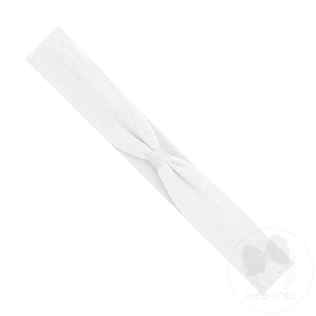 White Cotton Jersey Add-A-Bow Hair Wrap - Doodlebug's Children's Boutique