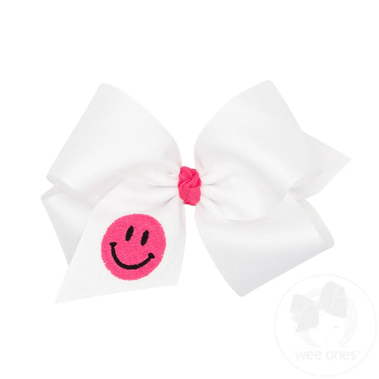 King Bow with Smile Embroidery - Doodlebug's Children's Boutique
