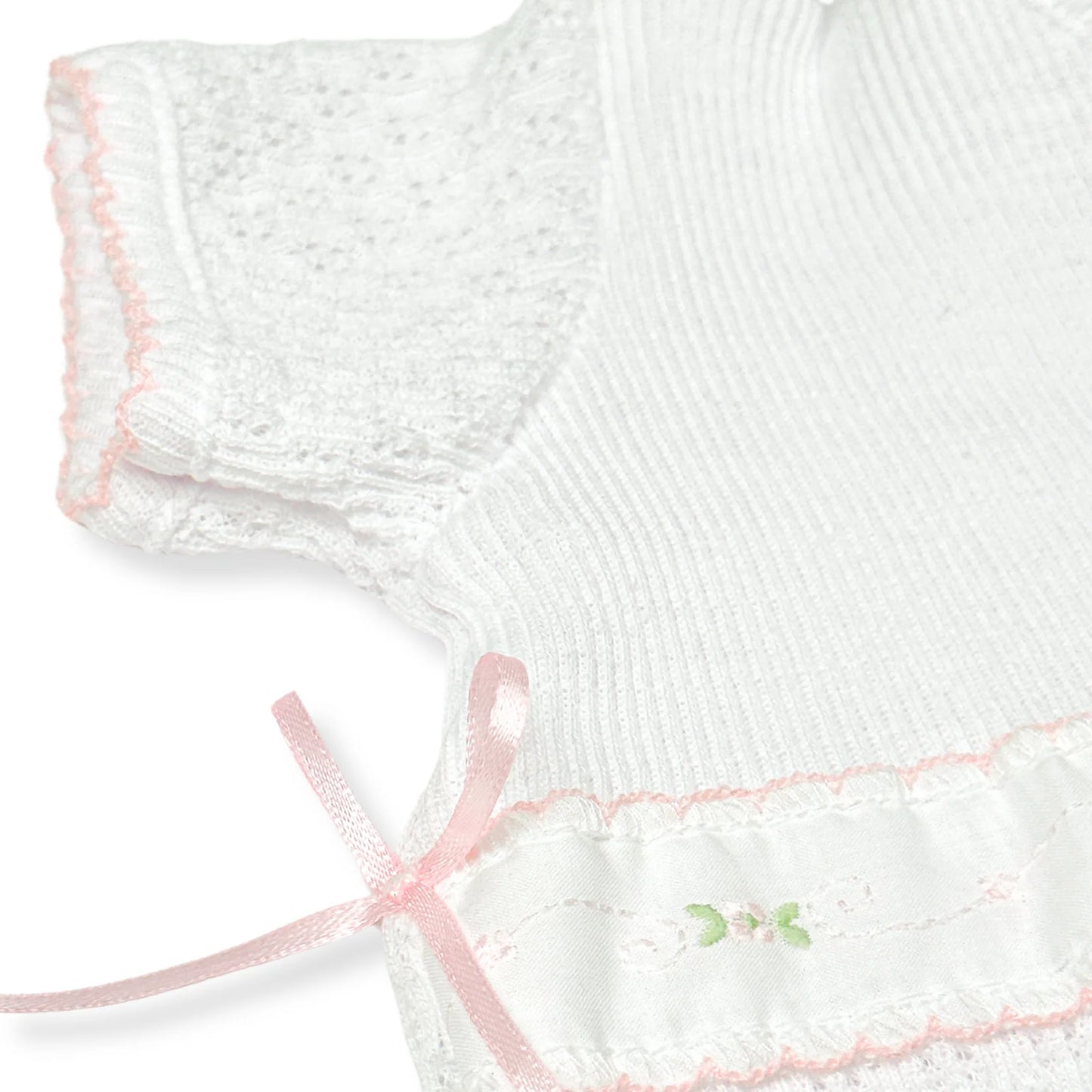 Knit Ruffle Hem Bubble with Swiss Embroidered Trim