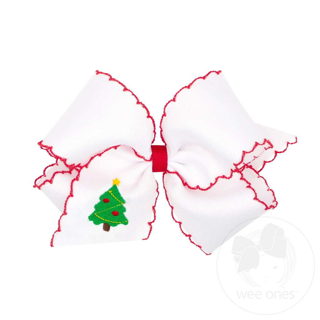 Christmas Tree Moonstitch King Bow  - Doodlebug's Children's Boutique