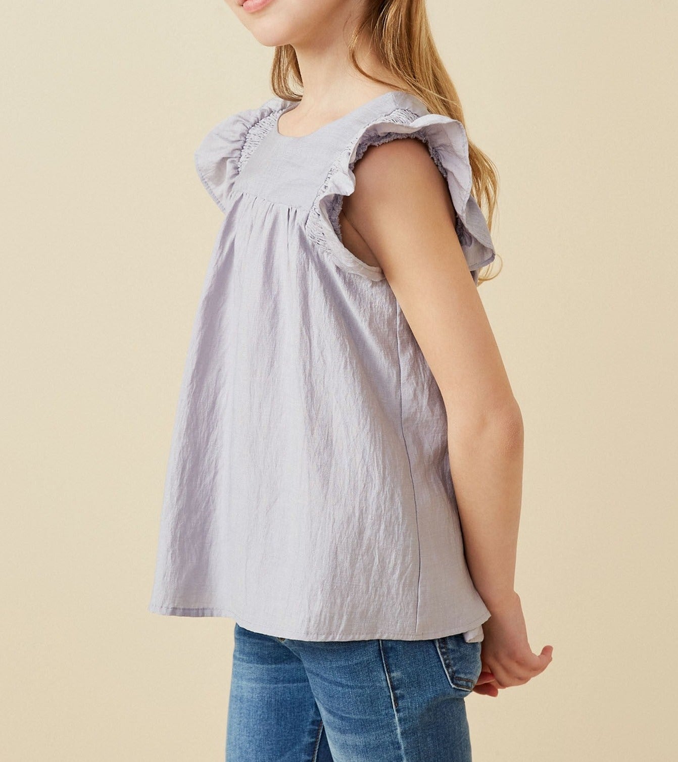 Smocked Ruffle Top in Lavender  - Doodlebug's Children's Boutique