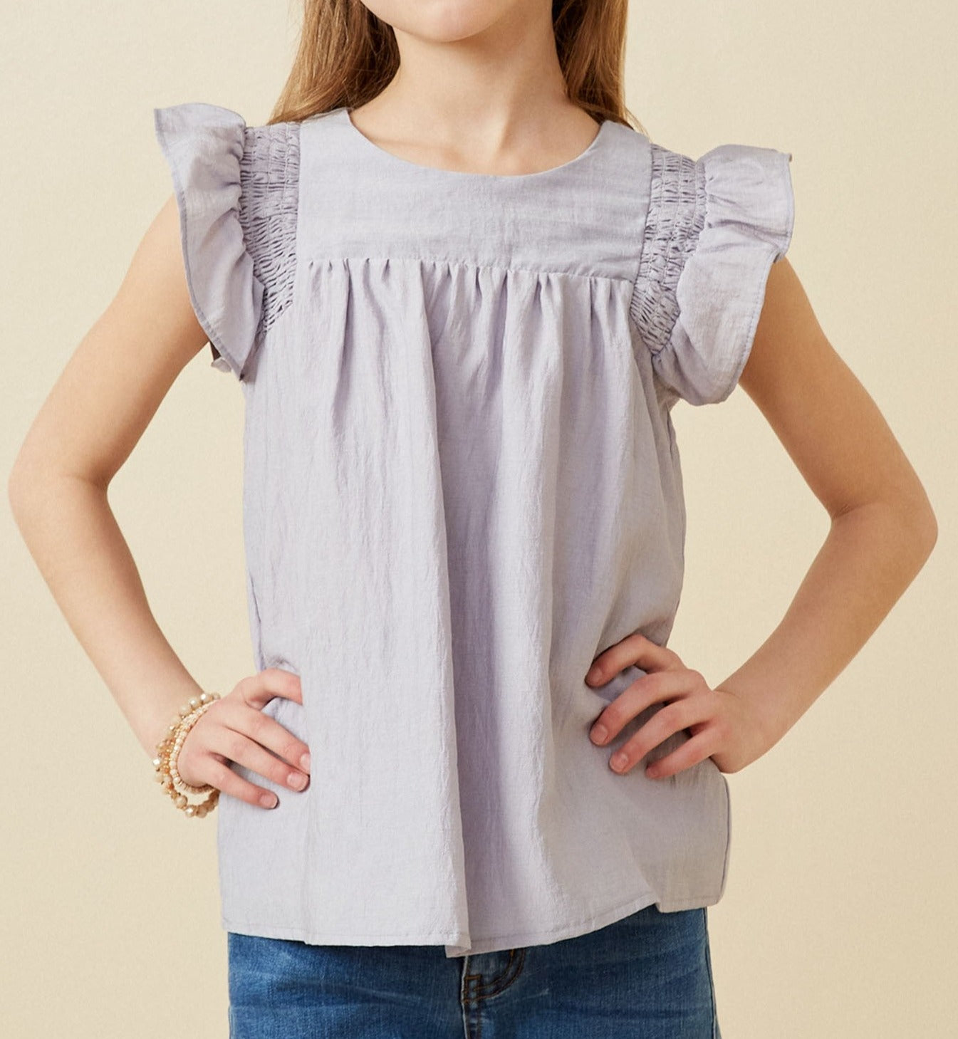 Smocked Ruffle Top in Lavender  - Doodlebug's Children's Boutique