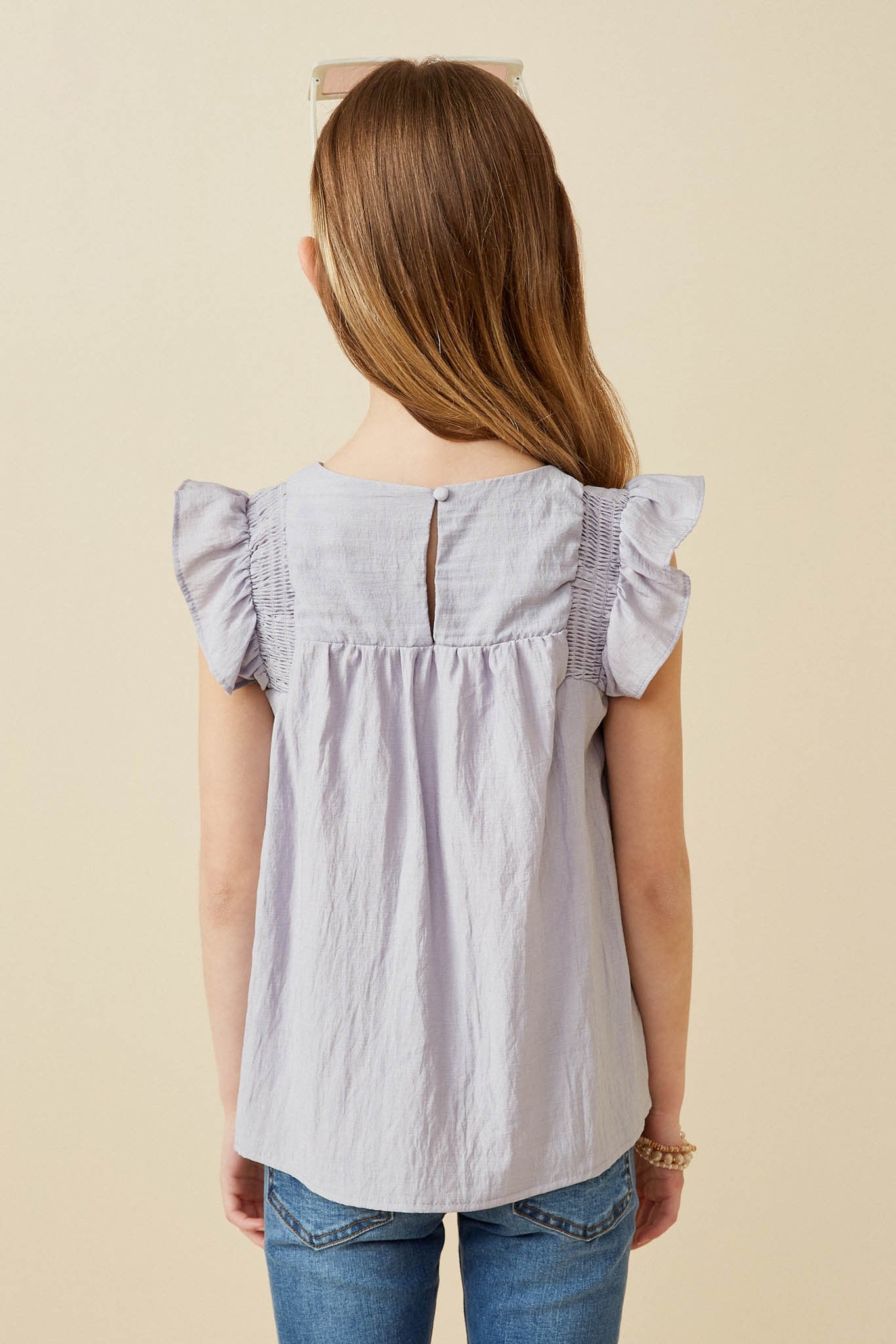 Smocked Ruffle Top in Lavender  - Doodlebug's Children's Boutique