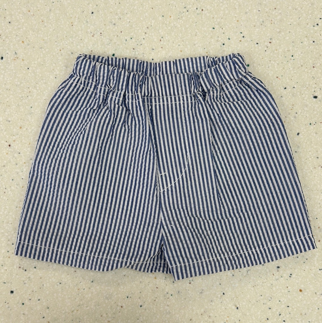 Navy Seersucker Shorts  - Doodlebug's Children's Boutique